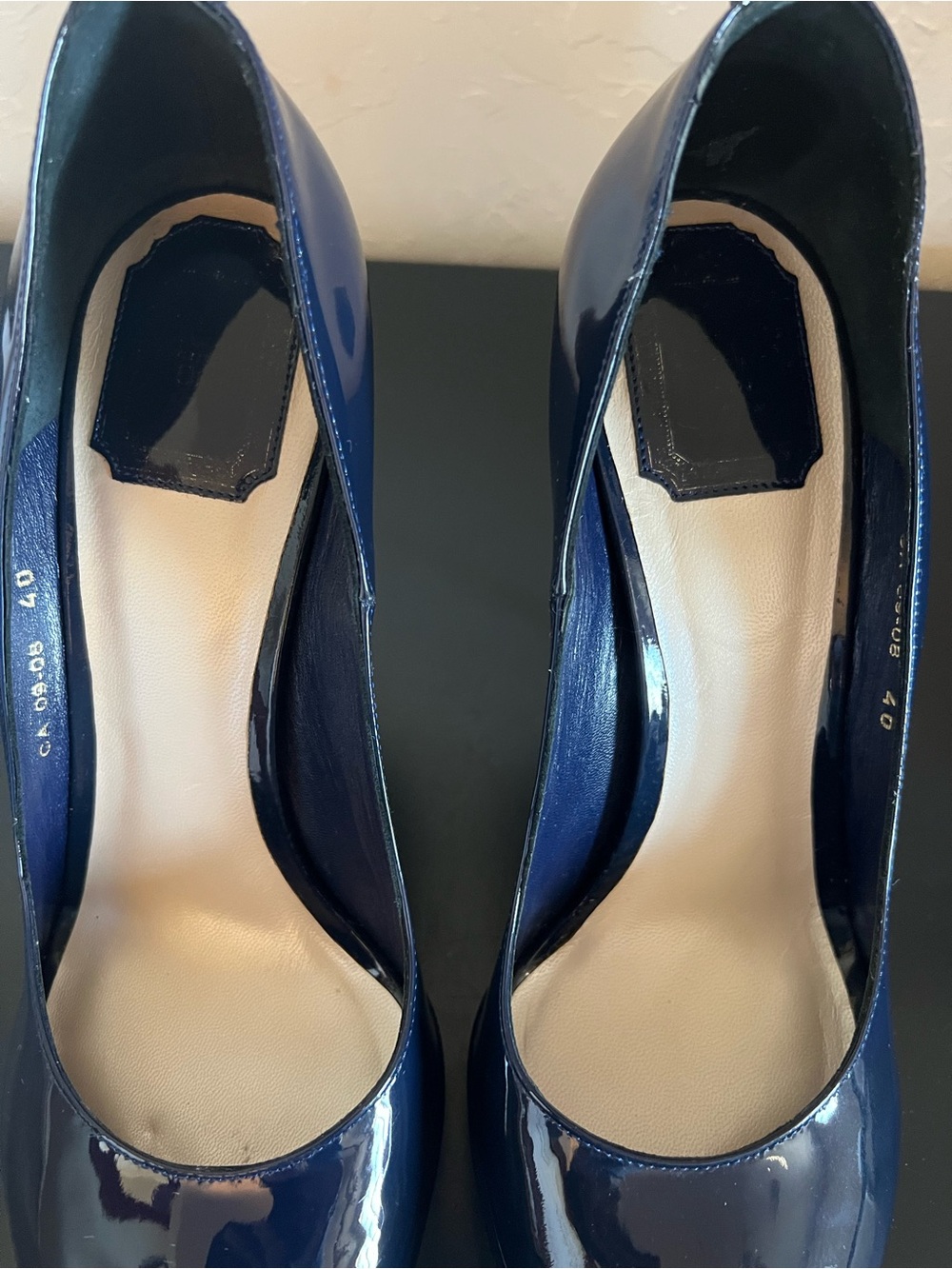 Dior Miss Dior Navy Patent Peep-Toe Stiletto Heels size 40 - Picture 5 of 9